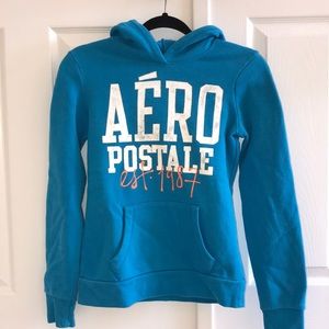 NWOT Aeropostale Blue and White Vintage Hoodie